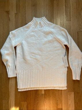 Rachel Zoe Ivory Mock Neck Ribbed-Hem Sweater